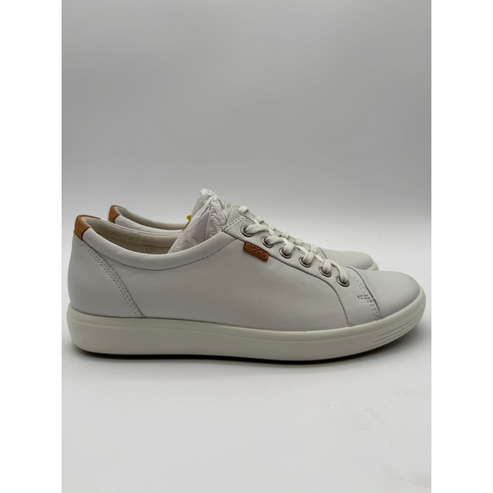 ECCO Soft 7 White Leather Sneakers Women's US 10–10.5 EU 41 Lace Up Shoes - Picture 2 of 8